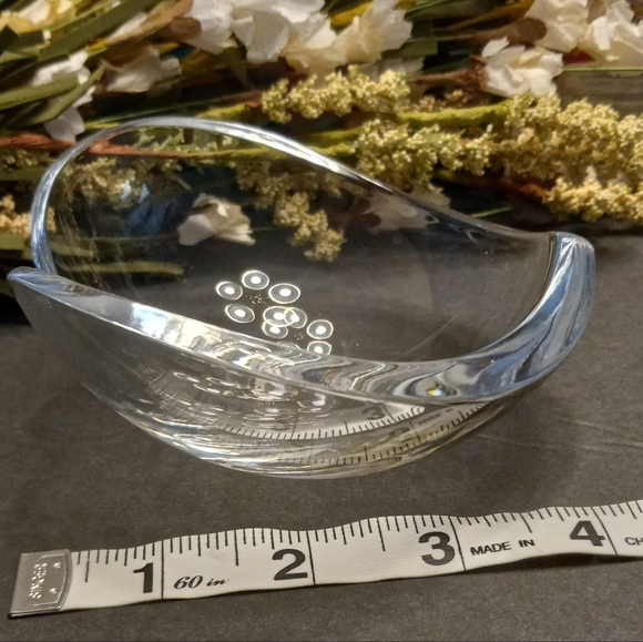 Nambe Heart Trinket Bowl Lead Crystal. 4" Diameter. - Picture 6 of 7